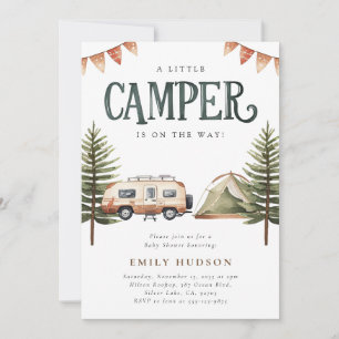 Camping Forest Watercolor Baby Shower Invitation