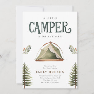 Camping Forest Watercolor Baby Shower Invitation
