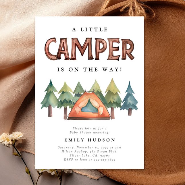 Camping Forest Watercolor Baby Shower Invitation (Creator Uploaded)