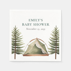 Camping Forest Watercolor Baby Shower Napkin