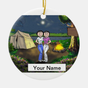 Camping Friends - Female & Female Ceramic Tree Decoration