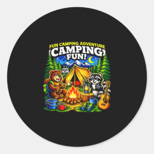 Camping fun adventure funny campfire outdoor  classic round sticker
