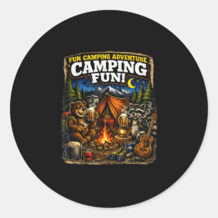 Camping fun adventure funny campfire outdoor  classic round sticker