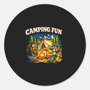 Camping fun adventure funny campfire outdoor classic round sticker