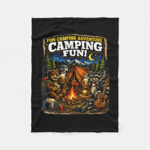 Camping fun adventure funny campfire outdoor fleece blanket