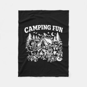 Camping fun adventure funny campfire outdoor fleece blanket