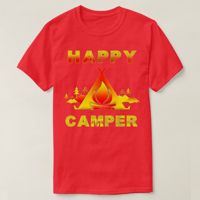 Camping  Funny Camping s with Sayings Happy Camper T-Shirt (Design Front)