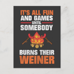 Camping Funny Family Campfire Fire Weiner Postcard