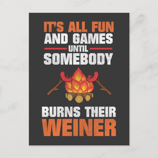 Camping Funny Family Campfire Fire Weiner Postcard (Front)