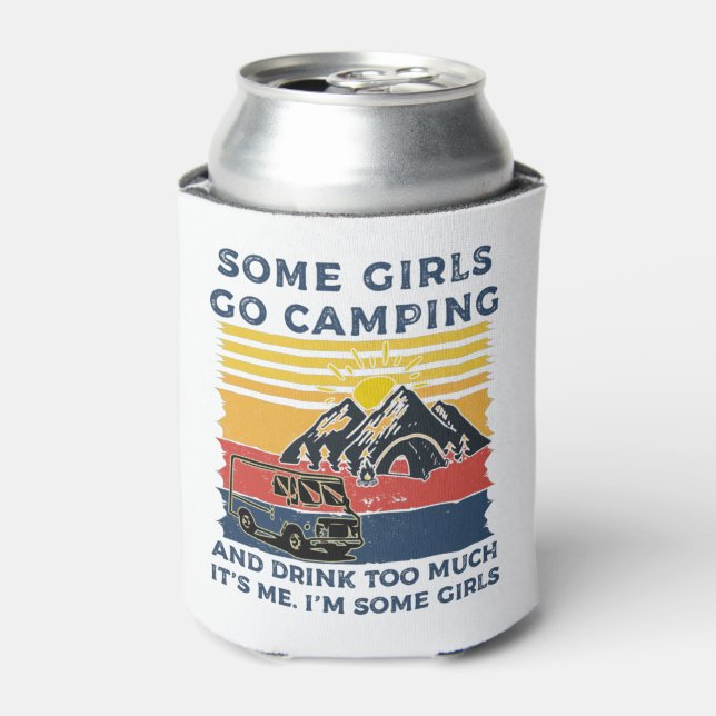 Camping Girl Funny Gifts Can Cooler (Can Front)