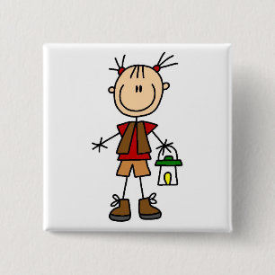 Camping Girl With Lantern Tshirts and Gifts 15 Cm Square Badge