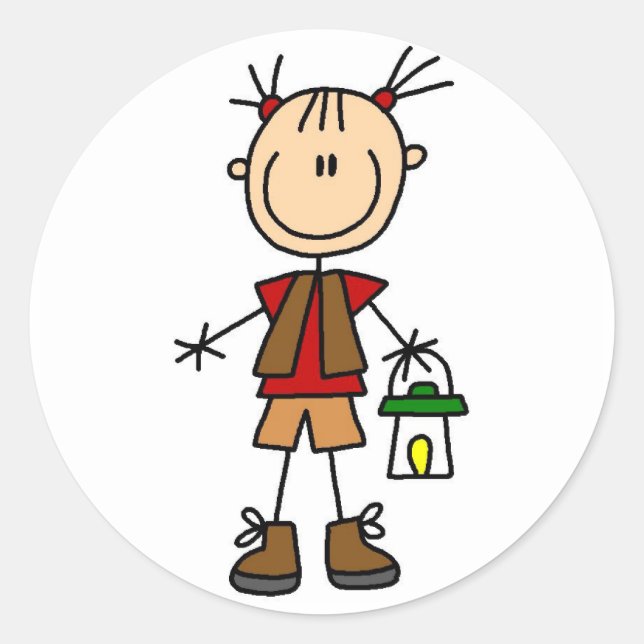 Camping Girl With Lantern Tshirts and Gifts Classic Round Sticker (Front)