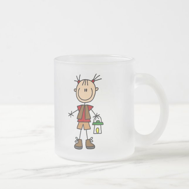 Camping Girl With Lantern Tshirts and Gifts Frosted Glass Coffee Mug (Right)
