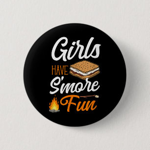 Camping Girls Have Smore Fun Campfire Marshmallow 6 Cm Round Badge