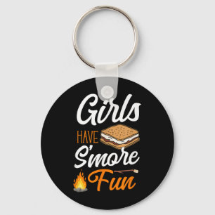 Camping Girls Have Smore Fun Campfire Marshmallow Key Ring