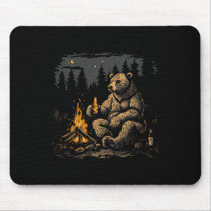 Camping Grizzly Bear Drinking Beer Hiking Nature O Mouse Mat
