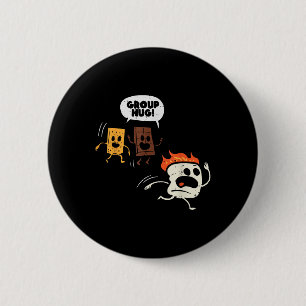 Camping Group Hug Smores Funny Marshmallow Men Wom 6 Cm Round Badge