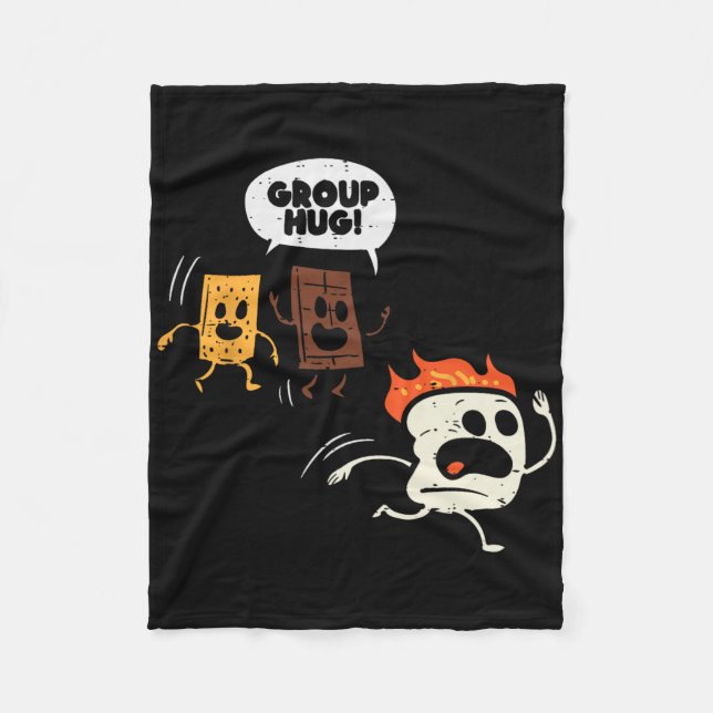 Camping Group Hug Smores Funny Marshmallow Men Wom Fleece Blanket (Front)