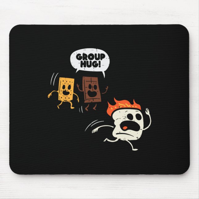Camping Group Hug Smores Funny Marshmallow Men Wom Mouse Mat (Front)