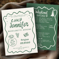 Camping Hand Drawn Green Bach Bachelorette Party