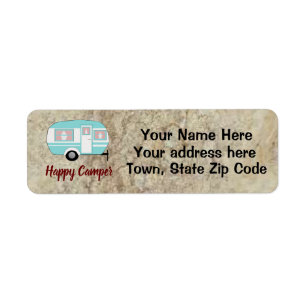 Camping Happy Camper Personalised Return Address