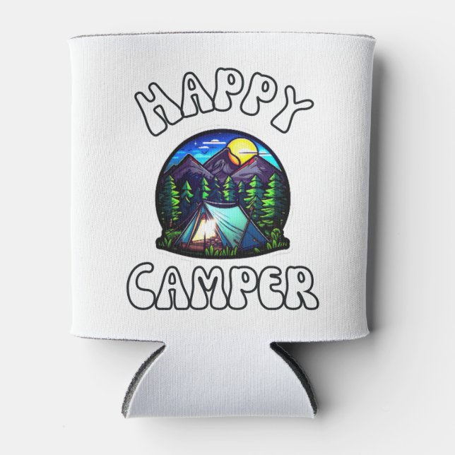 Camping Happy Campers Road Trip Family Vacation Can Cooler (Front)