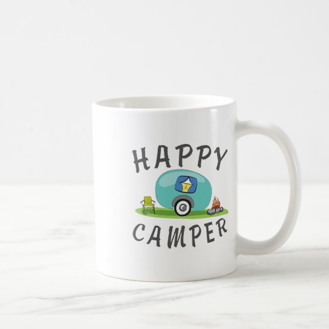Camping - Happy Camping Trailer Camper Tee  Coffee Mug (Right)