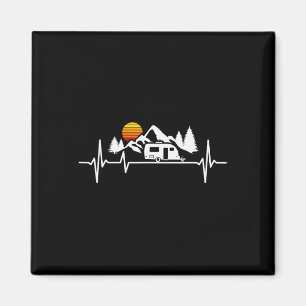 Camping Heartbeat Rv Caravan Trailer Magnet