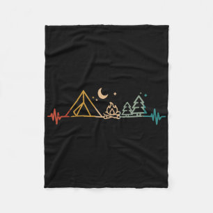 Camping Heartbeat Tent Campfire Trees Camper Men W Fleece Blanket