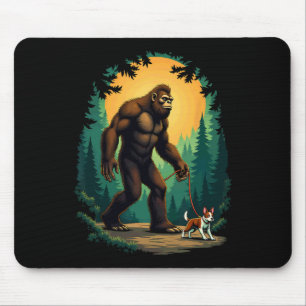 Camping Hiking Bigfoot Walking With Boston Terrier Mouse Mat