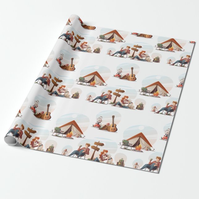 Camping, Hiking, Nature and Outdoors Lovers  Wrapping Paper (Unrolled)