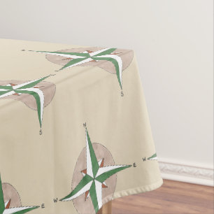 Camping Hiking Outdoor Summer Camp Compass Print Tablecloth