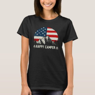 Camping Hiking  Present Happy Camper Flag T-Shirt