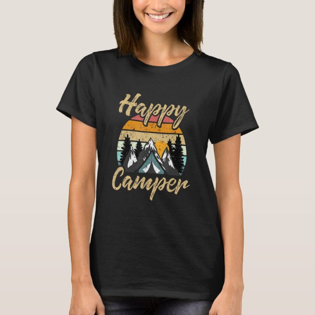 Camping Hiking  Present Happy Camper T-Shirt (Front)