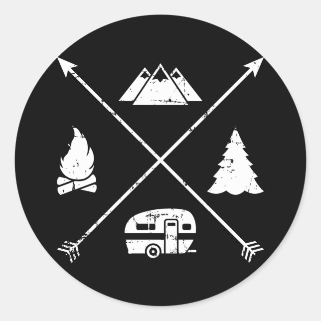 Camping hipster Caravan trailer Classic Round Sticker (Front)