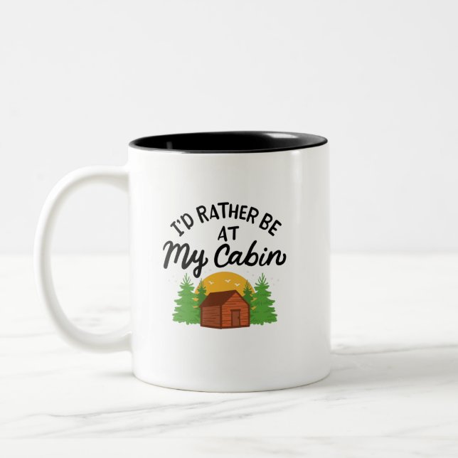 Camping - I'd Rather Be At My Cabin Two-Tone Coffee Mug (Left)