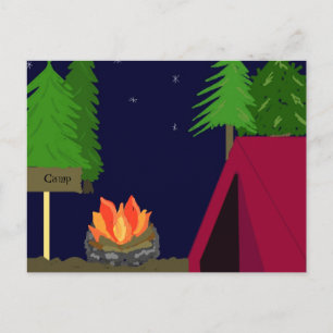 Camping in a Tent Postcard