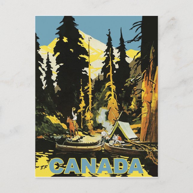 Camping in Canada forest Postcard (Front)