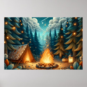 Camping in Forest Poster