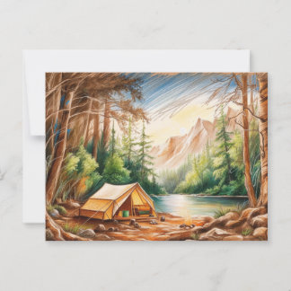 Camping in the Forest Beautiful Nature Outdoors Postcard