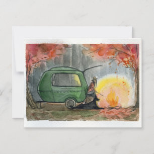 Camping in the forest. Postcard