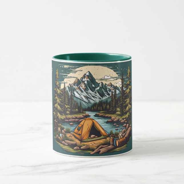 Camping In the Mountains Add Name & Text Gift Mug (Center)