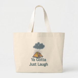 Camping in the Rain Large Tote Bag