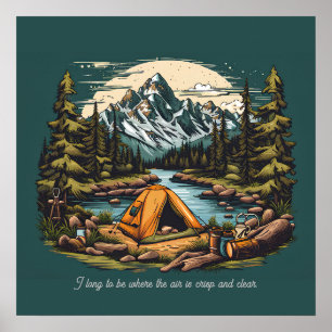 Camping In the Rocky Mountains Add Text Art Poster