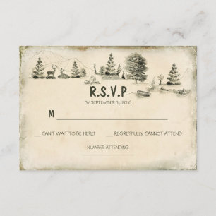 Camping in the woods Wedding RSVP cards