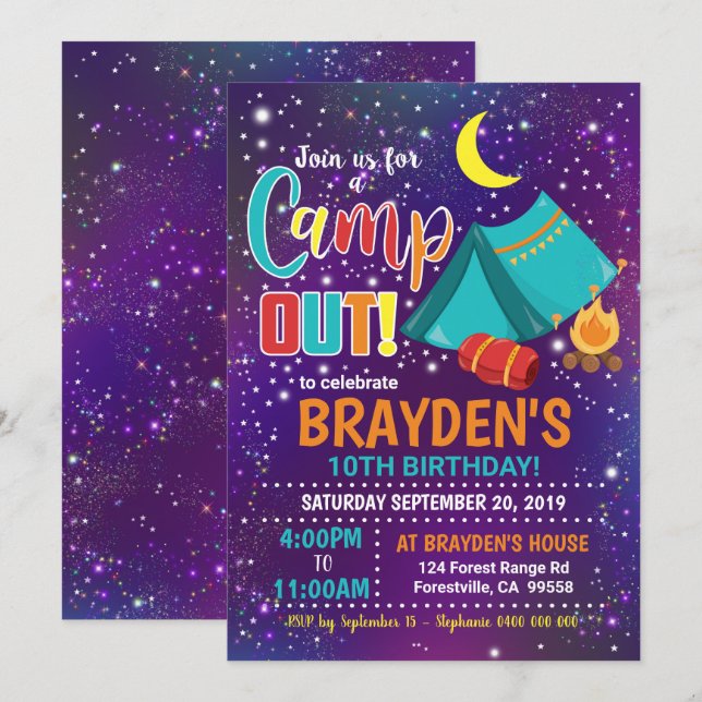 Camping Invitation Boy Camp Invitation (Front/Back)
