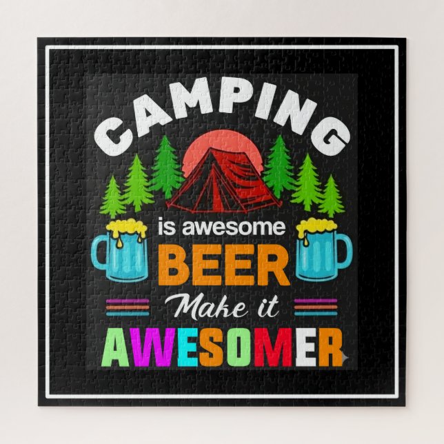 Camping is Awesome Beer Make it Awesomer-67357 Jigsaw Puzzle (Vertical)