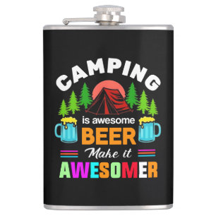 Camping is Awesome Beer Makeit Awesomer-67357 Hip Flask