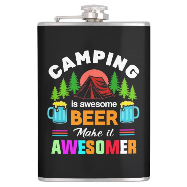 Camping is Awesome Beer Makeit Awesomer-67357 Hip Flask (Front)