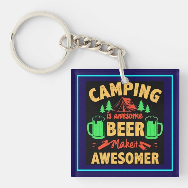 Camping is Awesome Beer Makeit Awesomer-67357 Key Ring (Front)